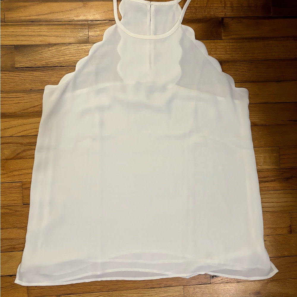 🩷LOFT White Cream Scalloped Hem Halter Blouse Top